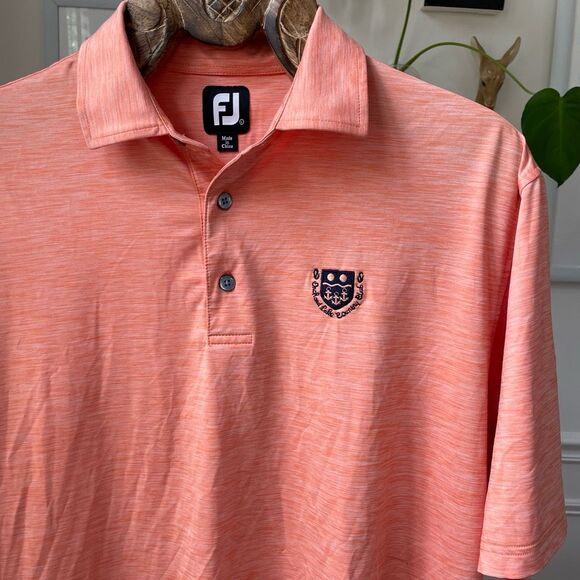 FootJoy Orange Heather Moisture Wicking Polo Golf Shirt Orchard Lake CC - Picture 1 of 7